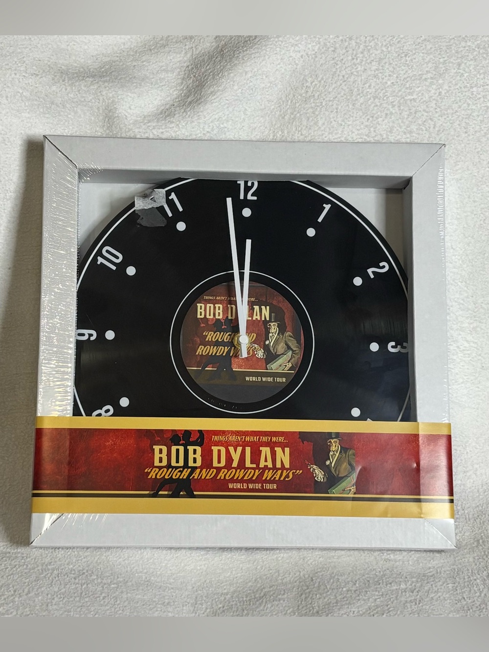 dylan Black and Red Vinyl Wall Clock with Tour Art